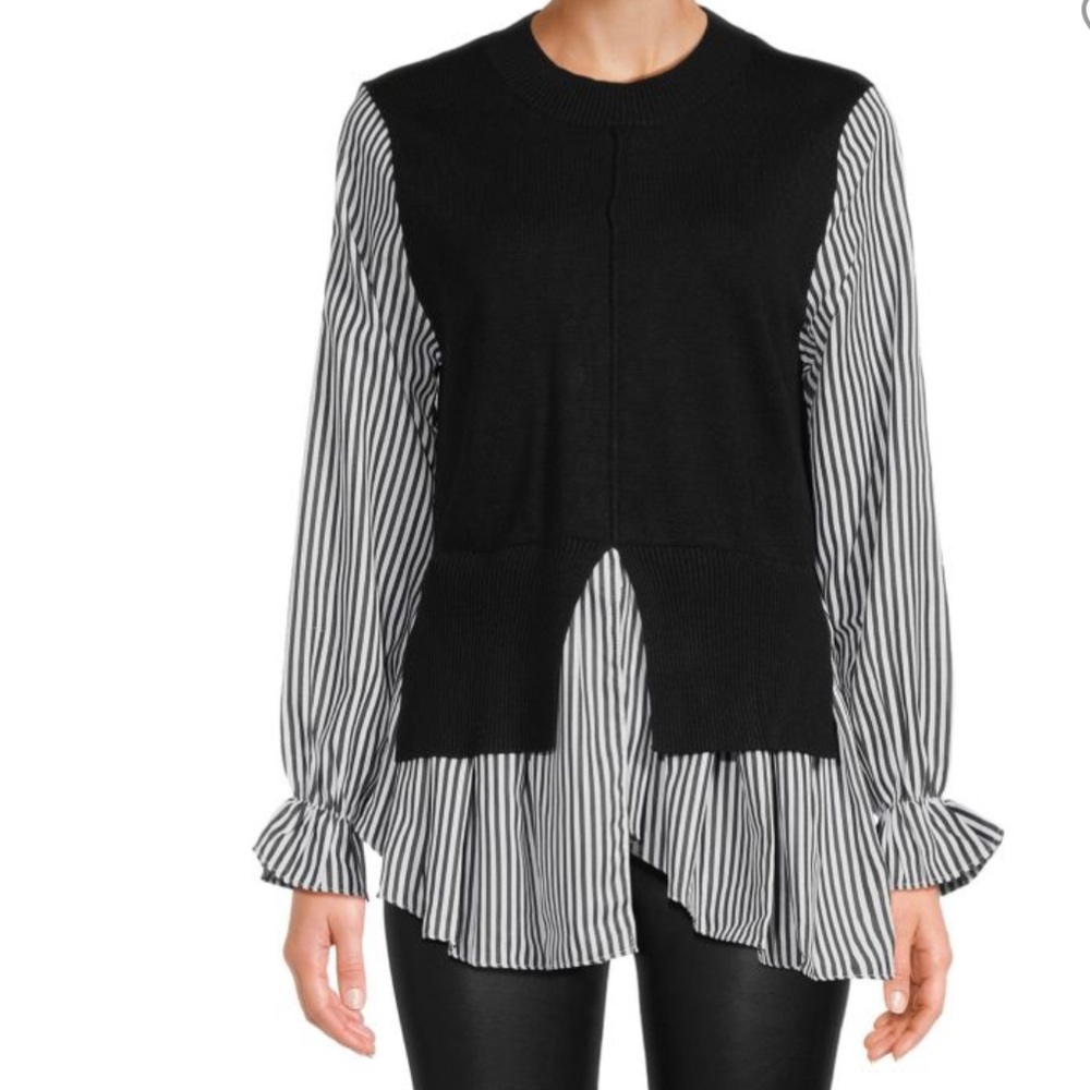 Gracia Striped Twofer Top